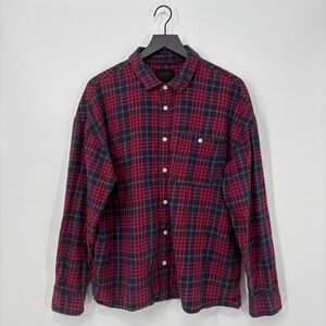 Mens Plaid Flannel Shirt‎ XL Vintage ReMastered Cotton On Long Sleeve Button Up